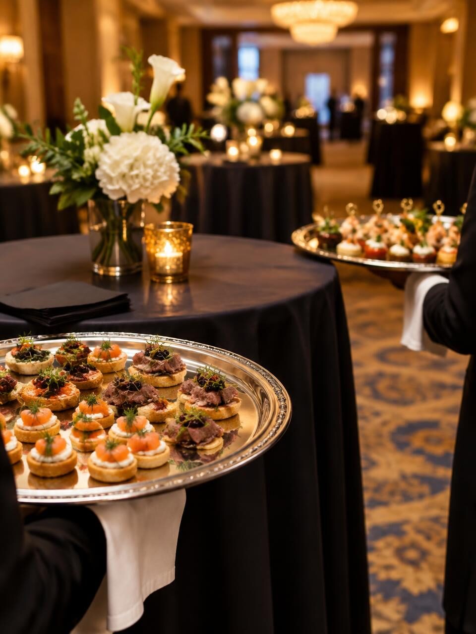 Passed hors d'oeuvres at an evening corporate reception